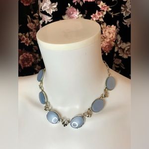 Vintage Coro Powder Blue And Silver Tone Hook Closure Choker Necklace 16.5”